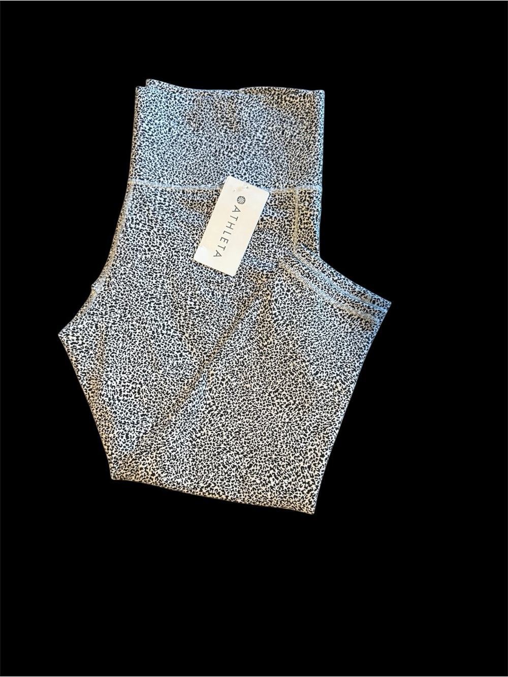 Athleta Salutation 7/8 Leggings NWT Women's 2X Black & White Speckled Print
